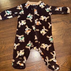 Garanimals Cozy Newborn Fleece Footie Pajamas Moose Print